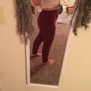 Maroon jogger type pants